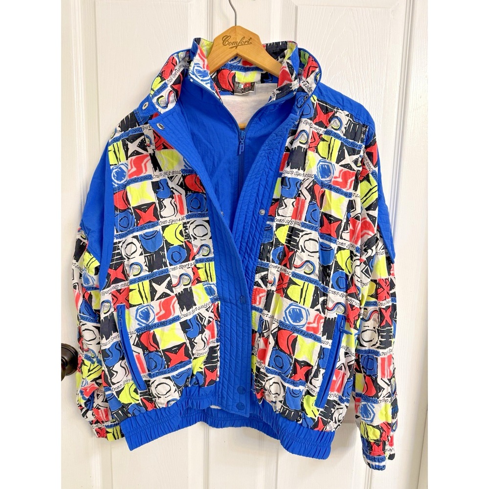 VTG Abstract Bomber Prince Sport Tennis Jacket Windbreaker Funky Size Medium